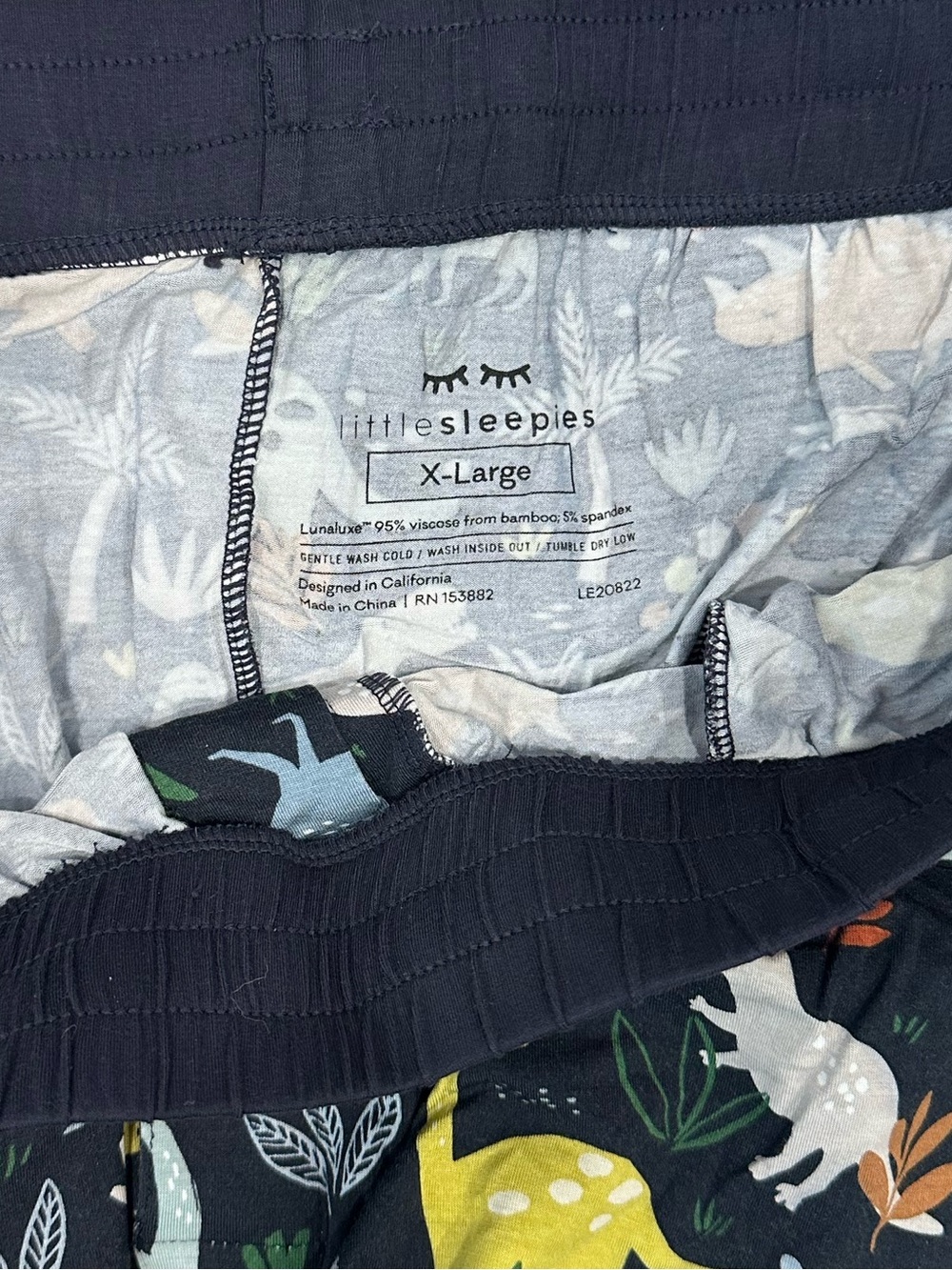 Little Sleepies Navy Dinosaur Print Pajama Pants with Multicolor Dino Motif - Picture 2 of 3